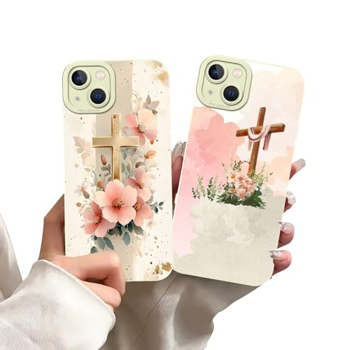 2 Pack Christian Jesus Cross Phone Case for iPhone 13 mini Case Flower Pattern Shockproof Soft Protective for Women Men Phone Cover Funda for iPhone 13 mini 5.4 Inch - color: Cross, size: for iPhone 13 mini