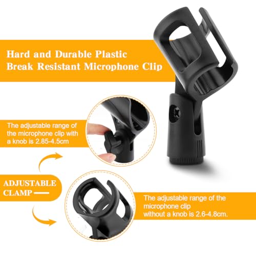 3 PCS Mic Clips for Stands Set, Universal Microphone Clip Holder, Adjustable Mic Holder for Stand with 2 pcs 5/8" Male to 3/8" Female Screw Adapter for Wired Wireless Microphones