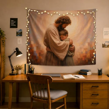 MOLYUB Christian Tapestry for Boys Room Bedroom Nursery 50x60 - color: Jesus Embracing a Boy