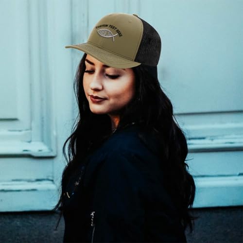 Custom Richardson Mesh Cap Hat Embroidered Bible Verse John 3:16 Jesus Christ Christian Faith - color: Heather Grey Black Personalized Text Here