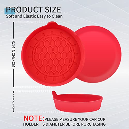 Amooca 4-Pack Spill-Proof Cup Coasters Non-Slip Car Cup Holder Inserts - color: Red, size: 4 pack