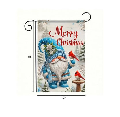 BlissYard Christmas Gnome Garden Flag 12x18 Inch Polyester - color: Gnome and Cardinals
