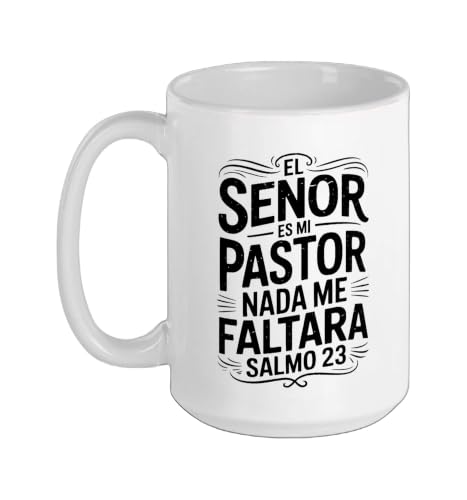 Spanish Christian With a Bible Verse Quote El Senor Es Mi Ceramic Mug, White, 15oz - color: White, size: 15 Ounces