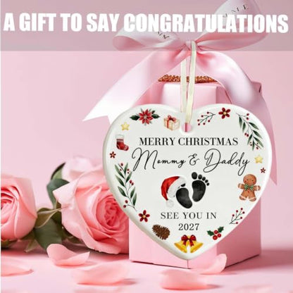 Merry for Expecting Parents - Expecting Parents to Be Unique Gifts - Baby Pregnancy Announcement Gift for Husband, Family, Grandparents - Baby Pregnancy Announcement Ornament 2027 - color: Mommy & Daddy-2027