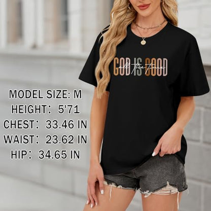 Tuislay Christian God is Good Shirt for Women Faith Jesus Shirts Bible Verse Religious Tshirts Inspirational Tees Cute Tops - color: Black, size: X-Large