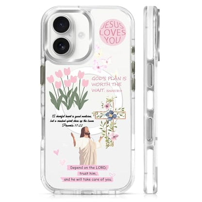 for iPhone 17 Case [Compatible with Magsafe],Girls Women Clear Magnetic Case Silicone Shockproof Protective Cover with Pattern Bible Jesus Flowers - color: Bible Jesus Flowers, size: iPhone 17