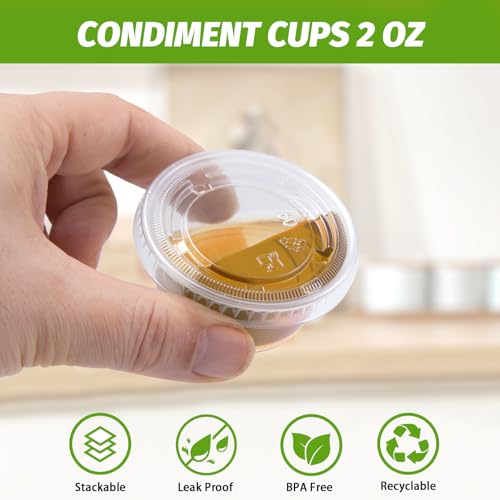 Clawsoff 1000 Sets 2 oz Disposable Clear Jello Shot Cups with Lids - size: 2OZ-1000 Sets