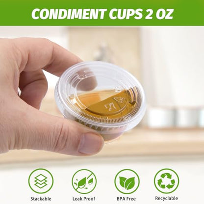 Clawsoff 1000 Sets 2 oz Disposable Clear Jello Shot Cups with Lids - size: 2OZ-1000 Sets