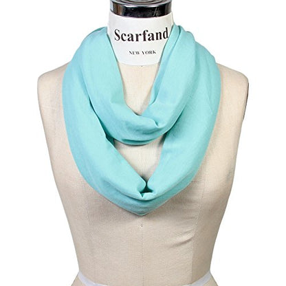 Super Soft Cotton Blend Lightweight Solid Color Multi Loop Infinity Scarves - color: Sky Blue