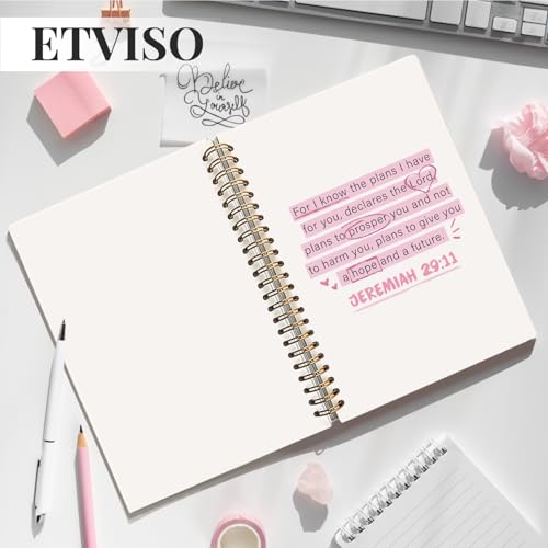 ETVISO Pink Christian Notebook, JEREMIAH 29:11 Christian Journal for Women, Scripture Notebook, Bible note taking, Bible Journal, Hardcover Spiral Notebook 80 Sheets -160 Pages 5.5x8.3 Inch - color: 02-Bible(JEREMIAH 29:11)