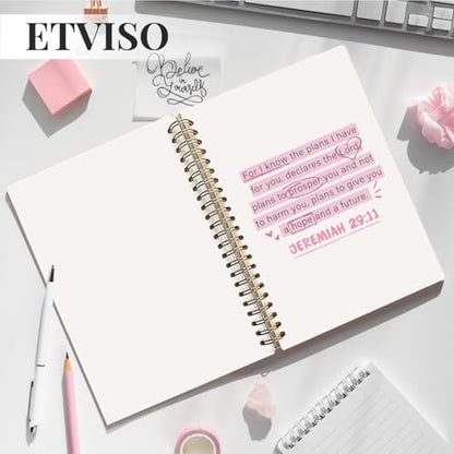 ETVISO Pink Christian Notebook, JEREMIAH 29:11 Christian Journal for Women, Scripture Notebook, Bible note taking, Bible Journal, Hardcover Spiral Notebook 80 Sheets -160 Pages 5.5x8.3 Inch - color: 02-Bible(JEREMIAH 29:11)