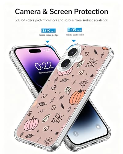 Pink Fall Vibe Phone Case Compatible with iPhone 17, Cute Pumpkin Leaves Phone Cover for iPhone 17 - color: Pink Fall Leaves