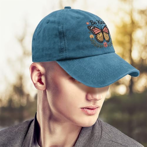 for Mom Grandma Auntie, Guardian Butterfly Embroidered Baseball Cap for Women, Meaningful Hat - color: Cyan Be Kind