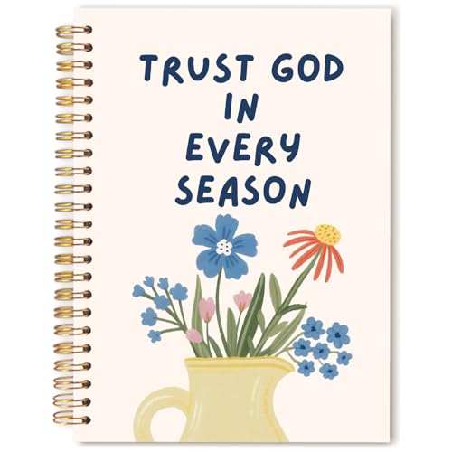 Floral Christian Prayer Notebook Journal, Bible Verse Trust God in Every Season Religious Spiral Hardcover Notebook Journal for School Office Work, 5.5x8.3 Inch - color: Trust in God