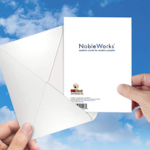 NobleWorks - 1 Get Well Card with Envelope - Cute White Puppy Dog Under the Sheets and Weather - Tattle Tails Bed C9279EGWG - style: Tattle Tails