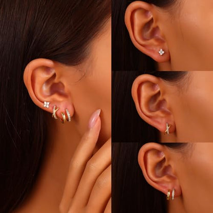 18K Gold Plated Hoop Earrings for Women, NICKEL-FREE & HYPOALLERGENIC, Timeless Jewelry Gift - color: Gold-B