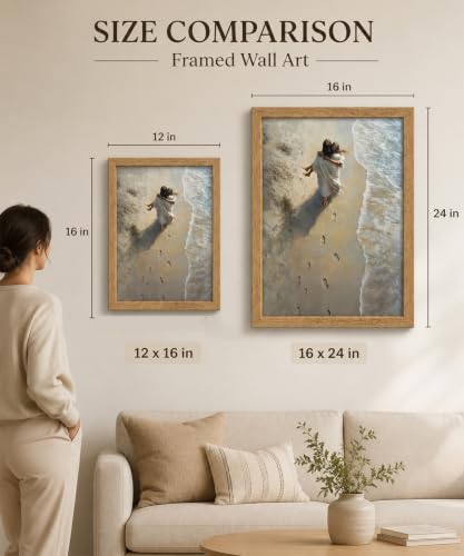 Framed-Jesus Holding Woman Canvas Wall Art,12x16in - color: Framed Jesus Woman, size: 16"L x 12"W