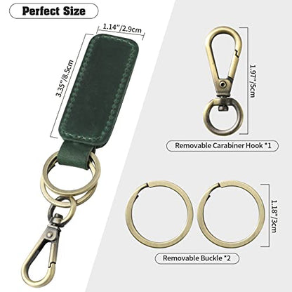Jack&Chris Genuine Leather Car Keychain, Universal Key Fob Keychain, Leather Key Chain Holder for Men and Women, JC306 - color: Green*3