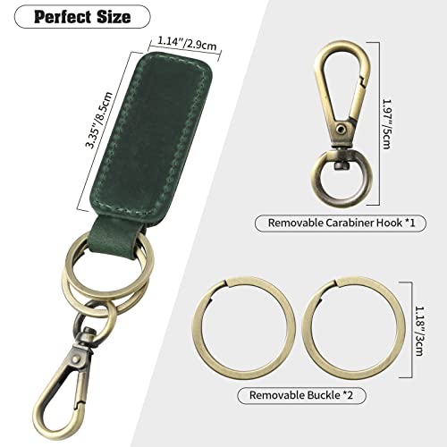 Jack&Chris Genuine Leather Car Keychain, Universal Key Fob Keychain, Leather Key Chain Holder for Men and Women, JC306 - color: Green*3