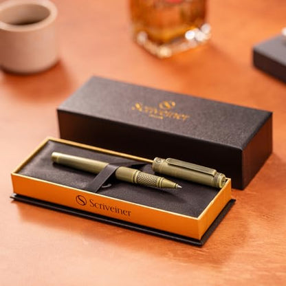 Scriveiner Bronze Rollerball Pen - Stunning Luxury Pen, Schmidt Ink Refill, Best Roller Ball Gift Set for Men & Women, Professional, Executive Office, Nice Pens - color: 23. Bronze