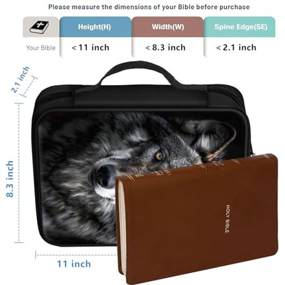Bible Cover for Women Kids, Bible Carrying Case Church Bag Bible Protective with Zippered Back Pocket, Gift for Adults Lady Women Men, Grey Wolf 03 - color: Grey Wolf 03