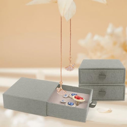 Jewelry Gift Box, 12-Pack Necklace Gift Box Drawer Jewelry Box Bangle Necklace Case For Earrings & Rings, Stylish Necklace Bracelet Organizer, 3.5 x 3.5 x 1.25 Inches (Grey) - color: Grey