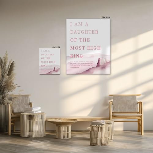 Bible Verse Canvas Framed Wall Art, Christian Home Decor Daughter Of The Most High Jesus Poster Print 2 Corinthians 6 : 18 Oil Painting, Watercolor Inspirating Artwork for Home Office (24x30inch) - color: 2 Corinthians 6 : 18, size: 24"L x 30"W