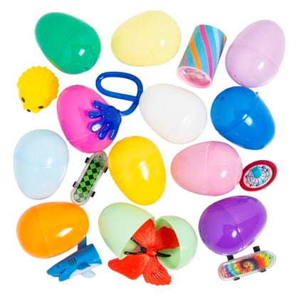 Fun Express 2 1/2" Bulk Toy-Filled Plastic Surprise Eggs (200 Pc.) - Animal Theme Party Favors, Classroom Giveaways, Carnival Prizes, and Goodie Bag Fillers for Kids