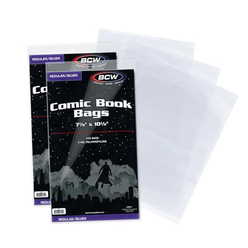BCW Silver Age Comic Bags, 7 1/8 x 10 1/2 Inches, Acid-Free, 200 Count - size: 200 Pack