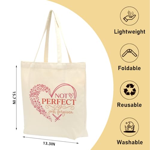 Faith Canvas Tote Bag, Christian Gifts for Women Girls Mom Sister Inspirational Bible Verse Birthday Christmas - color: Faith Based 822