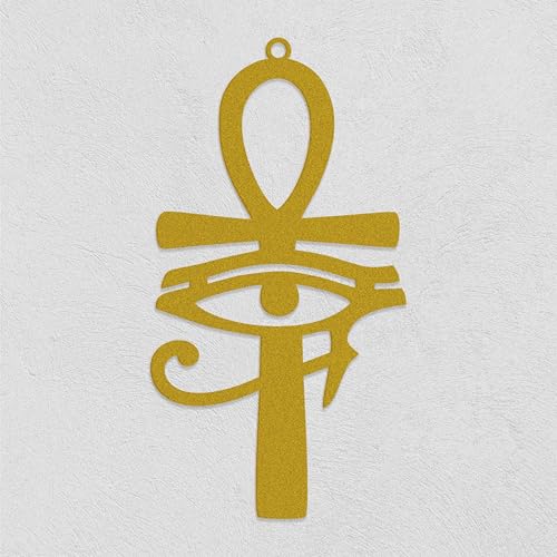 Matte Gold Horus Eye Hanging Ornament – Egyptian Symbol Rearview Mirror Accessory – Ankh Pendant with Eye of Horus – Spiritual Hanging Decor for Vehicle Mirror, Home and Office - color: Gold Horus Eye