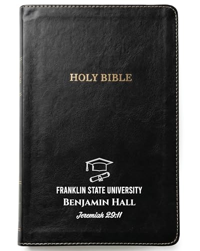 Personalized KJV Bible, Custom Name, School Name, Class of 2026 Design, King James Version, Red Letter, Thinline, Gold Page Edges, Graduation Gift, High School or Collage Graduate, Black - color: Kjv Black Thinline, size: King James Version
