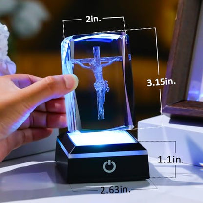 Movdyka 3D Jesus Cross Crystal Figurine Religious Gifts for Women Christian - color: Passion of Jesus