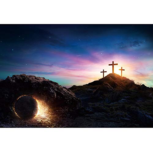 6x4Ft Polyester Empty Tomb Photography Backdrop Easter Resurrection of Jesus Christ Background Sepulcher Lord Pray Sunday Christian Christmas Easter Holy Lights Religious Belief Studio Props - size: 6x4ft-Polyester