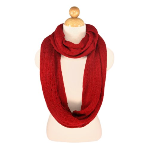 TrendsBlue Premium Solid Color Knit Infinity Circle Scarf - color: Burgundy