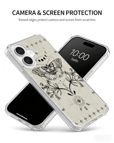 Magical Moth Plant Phone Case Compatible with iPhone 17, Witchy Moon Stars Mystic Eyes Phone Cover for iPhone 17 - color: Witchy Moth Plant