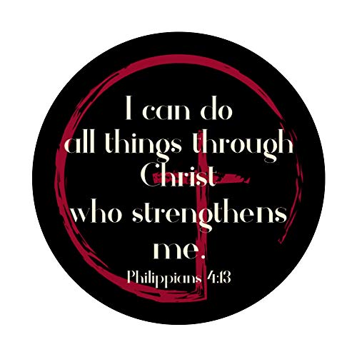 I Can Do All Things Bible Verse Cross Blood Red Circle Black PopSockets Grip and Stand for Phones and Tablets