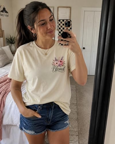 Christian Shirt for Women Be Still and Know Psalm 46:10 Graphic T-Shirt - color: Creamy Yellow-1, size: Small