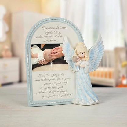 Precious Moments Baptism Picture Frame | May God Send His Angels To Watch You And Guide You Resin/Glass Photo Frame | Baptism Gift | Baby Gift | 3" x 4" Photo