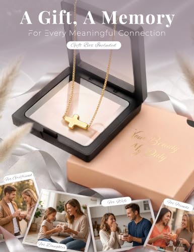Subiceto Cross Necklace for Women,Small Sterling Silver Cross Pendant - color: Gold-Sideways Cross