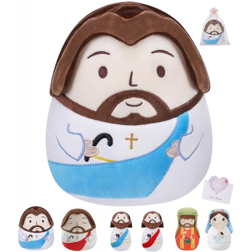 Jesus Plush Pillow Religious Gift - Christian Plush Toy Divine Inspiration Beautiful Cross Embroidery, Jesus Stuffed Christmas - style: Crutch Jesus Blue