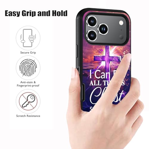 Case for iPhone 18 Pro Max / 17 Pro Max, Cross Philippians 4-13 - color: Cross Quote Bible Verses Philippians 4-13, size: iPhone 18 Pro Max / 17 Pro Max