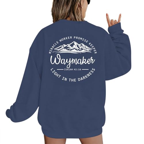 Pairxily Womens Christian Sweatshirt Inspirational Religious Faith Sweatshirts Graphic Crewneck Long Sleeve Shirts - color: Gray Blue, size: Medium