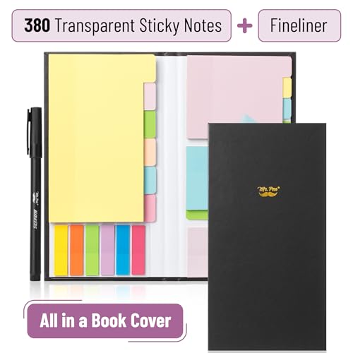 Mr. Pen- Transparent Sticky Notes Set, 380 Pack - color: Pastel 2, size: 1 Set