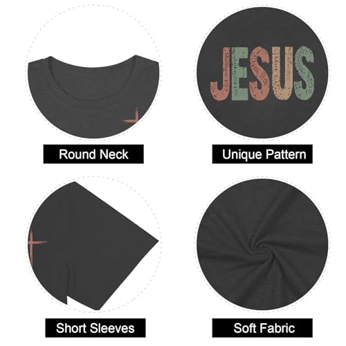 Christian Shirts for Women Jesus Tees Faith Shirts Bible Verse Print Tops - color: Darkgraya, size: Small