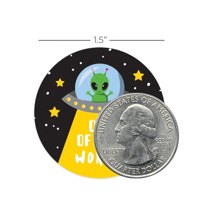 Outer Space Teacher Stickers / 500 Motivational Illustrated Alien Galaxy Worksheet Rewards / 8 Alternating Encouraging Classroom Phrase Designs / 1.5" Inspirational Astronaut Labels/Made in The USA - color: Outer Space