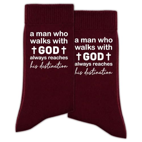 Christian Socks for Men Biblical Gifts for Dads Grandpa Husband - color: Burgundy