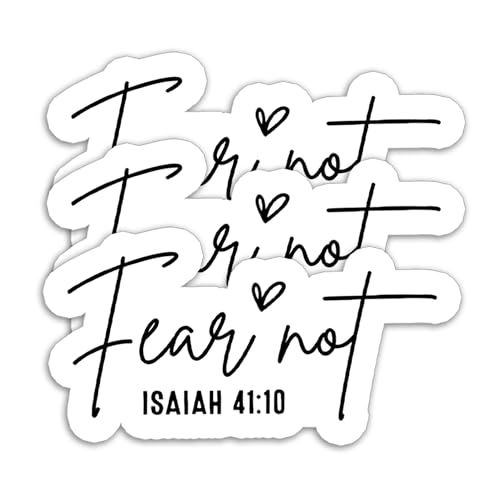 (3pcs) Fear Not Isaiah 41:10 Sticker – Scripture Faith Bible Verse Stickers Waterproof Vinyl Decal for Laptop Water Bottle Tumbler, 3 x 1.5 Inch - color: Fear Not Isaiah 41:10