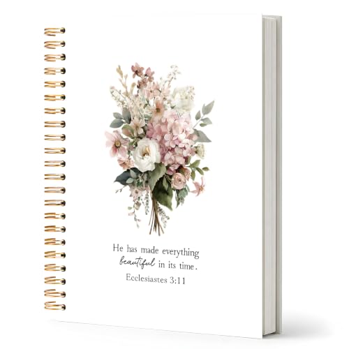 Floral Christian Notebook Journal,Bible Christian Journals Floral Notebooks for Women Note Taking,Prayer Journal for Women,Ecclesiastes 3:11 Bible Study Journal for Women,5.5x8.3 Inch - color: white-Pink Floral