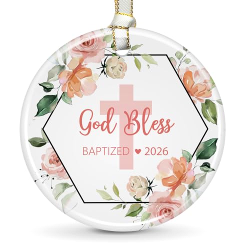 Baptism Gifts for Girls, God Bless Cross Ornament - color: Color13